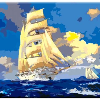 Сонет Холст на картоне с эскизом, Парусник в море, 30х40 см