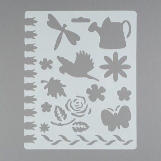 Сонет Трафарет, цветы, бабочки, птичка, 25,5x20,5 см, плаcтиковый