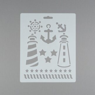 Сонет Трафарет, маяки, якоря, 25,5x20,5 см, плаcтиковый
