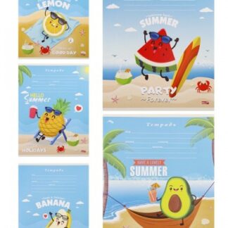 Тетрадь 12л клетка ФРУКТОВЫЙ ОТДЫХ  цвет. мелов.обл. 5 диз TM"Profit"