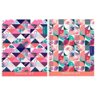 Тетрадь 48л клетка гребень ФЛАМИНГО И ГЕОМЕТРИЧЕСКИЙ ОРНАМЕНТ цвет.мелов.обл.