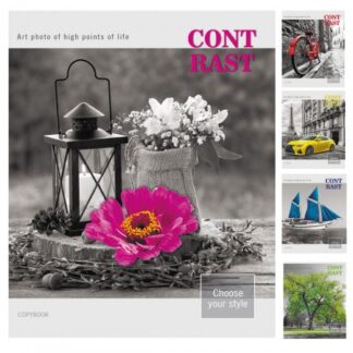 Тетрадь 48л клетка КОНТРАСТЫ выб. лак, цвет.мелов.обл., 5 дизайнов в спайке