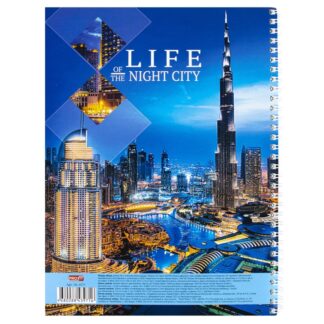 Тетрадь 96л А4 клетка гребень НОЧНАЯ ЖИЗНЬ ГОРОДА цвет.мелов.обложка TМ"Profit"
