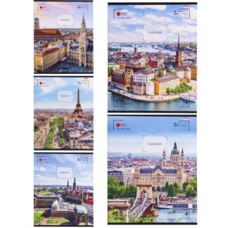 Тетрадь КЛЕТКА 48л. СТАРЫЙ ГОРОД (48-9018) цветная мелованная обл., 5 дизайнов в спайке