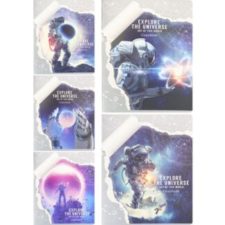 ТМ"Collezione"Тетрадь КЛЕТКА 48л. ПУТЕШЕСТВИЕ В КОСМОС (48-3283)цв.мел обл,5 диз в сп,серебро 5+0