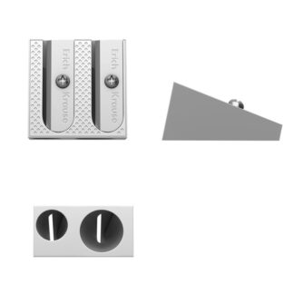 Точилка металлическая ErichKrauseR Ferro Plus, два отверстия, цвет корпуса серебряный