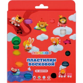 Цветик Набор пластилина воскового детского со стеком, 180 г, 12 цв.