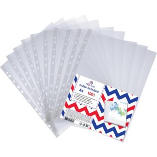 Папка-вкладыш "Attomex" A4 20(17) мкм, гладкая фактура, с универсальной боковой перфорацией, 100 шт в уп