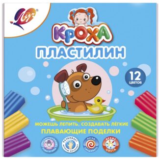 Пластилин 12цв Луч Кроха, плавающий, стек, картон. коробка