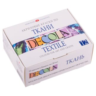 Краски по ткани акриловые 12цв 20мл Декола
