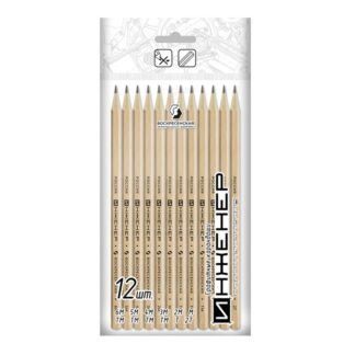 Карандаш ч/г ВКФ ИНЖЕНЕР набор 12шт 2Т(2Н)-6М(6B) заточенный