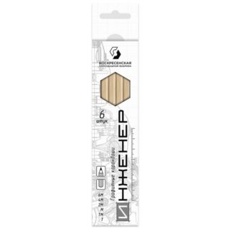 Карандаш ч/г ВКФ ИНЖЕНЕР набор  6 шт 6М (6В), 4М(4В), 2М(2В), М(В), ТМ(НВ), Т(Н) заточенный