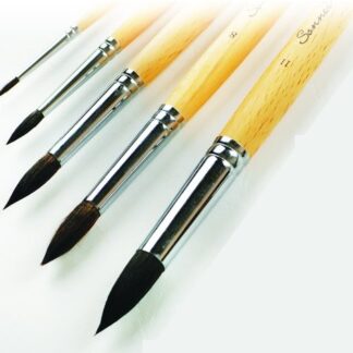 Кисть Белка микс  №4 (4 мм) Сонет круглая, длинная ручка, пропитанная лаком