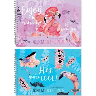 Альбом для рисования 24л, гребень, Фламинго 120гр Полином