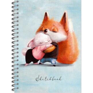 Блокнот для зарисовок SKETCHBOOK А5 с жесткой лам обл 60л "Обнимашки. Лисенок и зайка" Полином