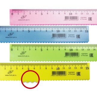 Линейка 15 см непрозрачная с волнистым краем, ассорти Луч