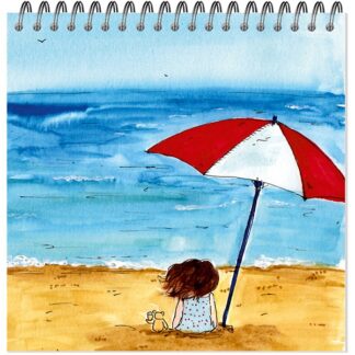 Скетчбук-блокнот для акварели 250х250 с  жесткой обложкой 20л. Девочка и мишка Полином